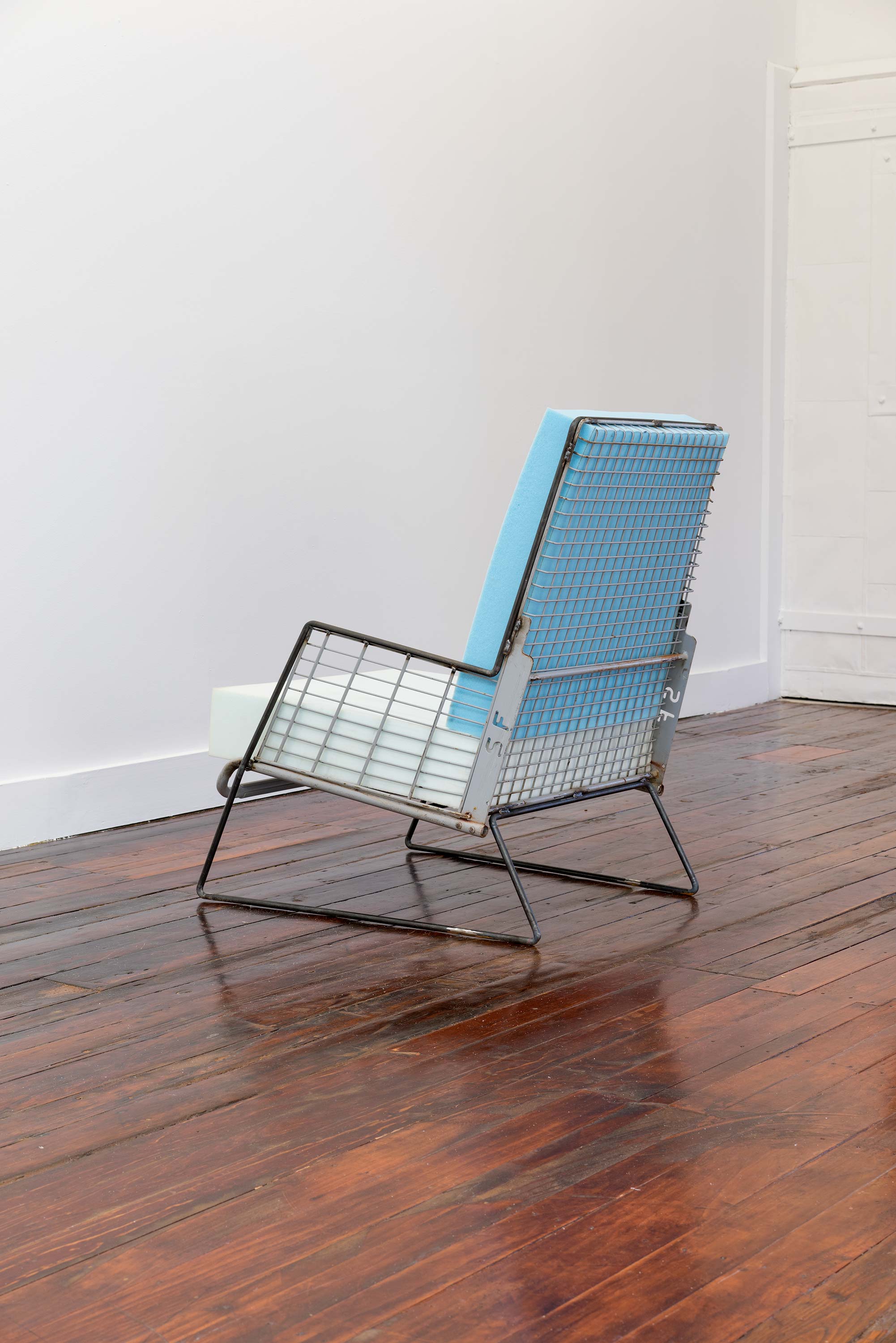 Nathan Azhderian<br>Untitled<br>2015<br>Steel shopping cart, hot rolled round steel bar, flexible polyurethane foam<br>24w x 39.5h x 26.5d inches (61 x 100 x 67 cm)