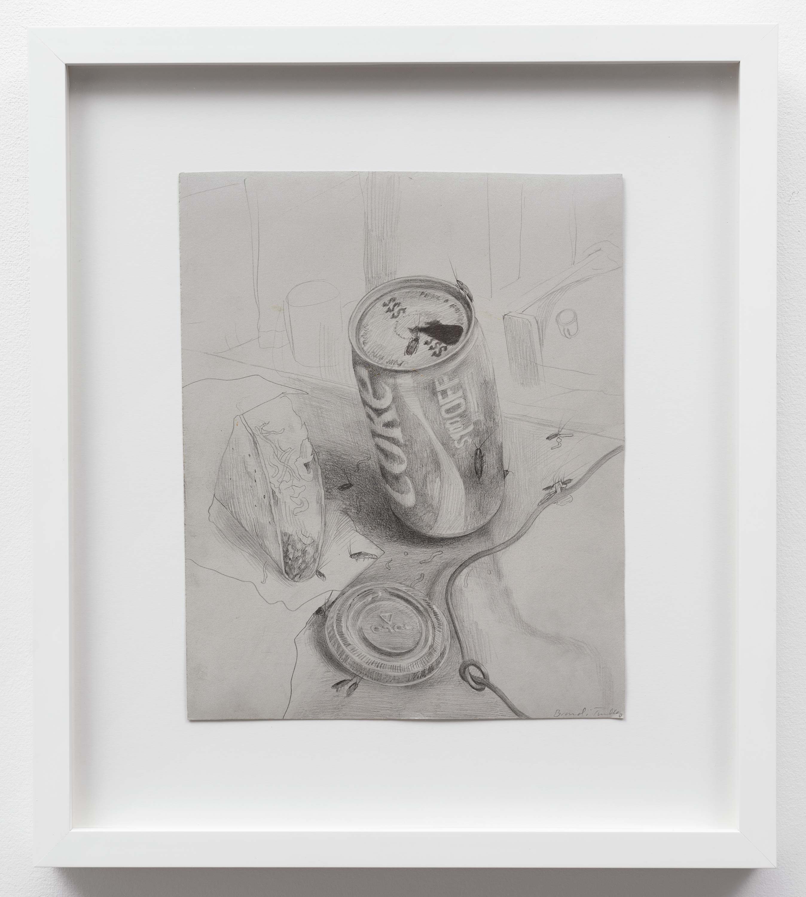 Brandi Twilley<br>Coke and Taco<br>2014<br>Graphite on gray paper<br>9 x 11 (23 x 28 cm)