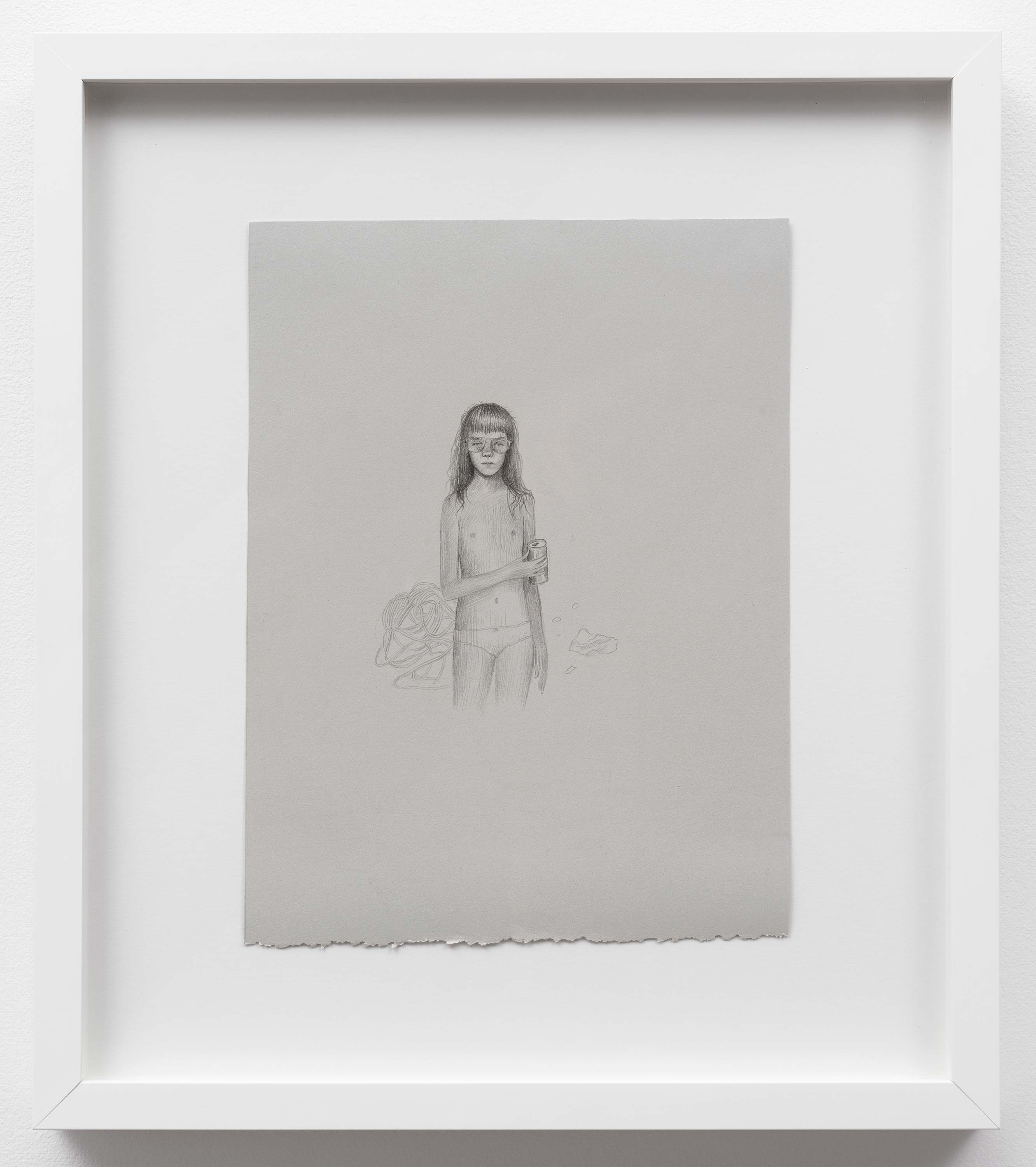 Brandi Twilley<br>Self-Portrait<br>2014<br>Graphite on gray paper<br>9 x 11.5 (23 x 29 cm)