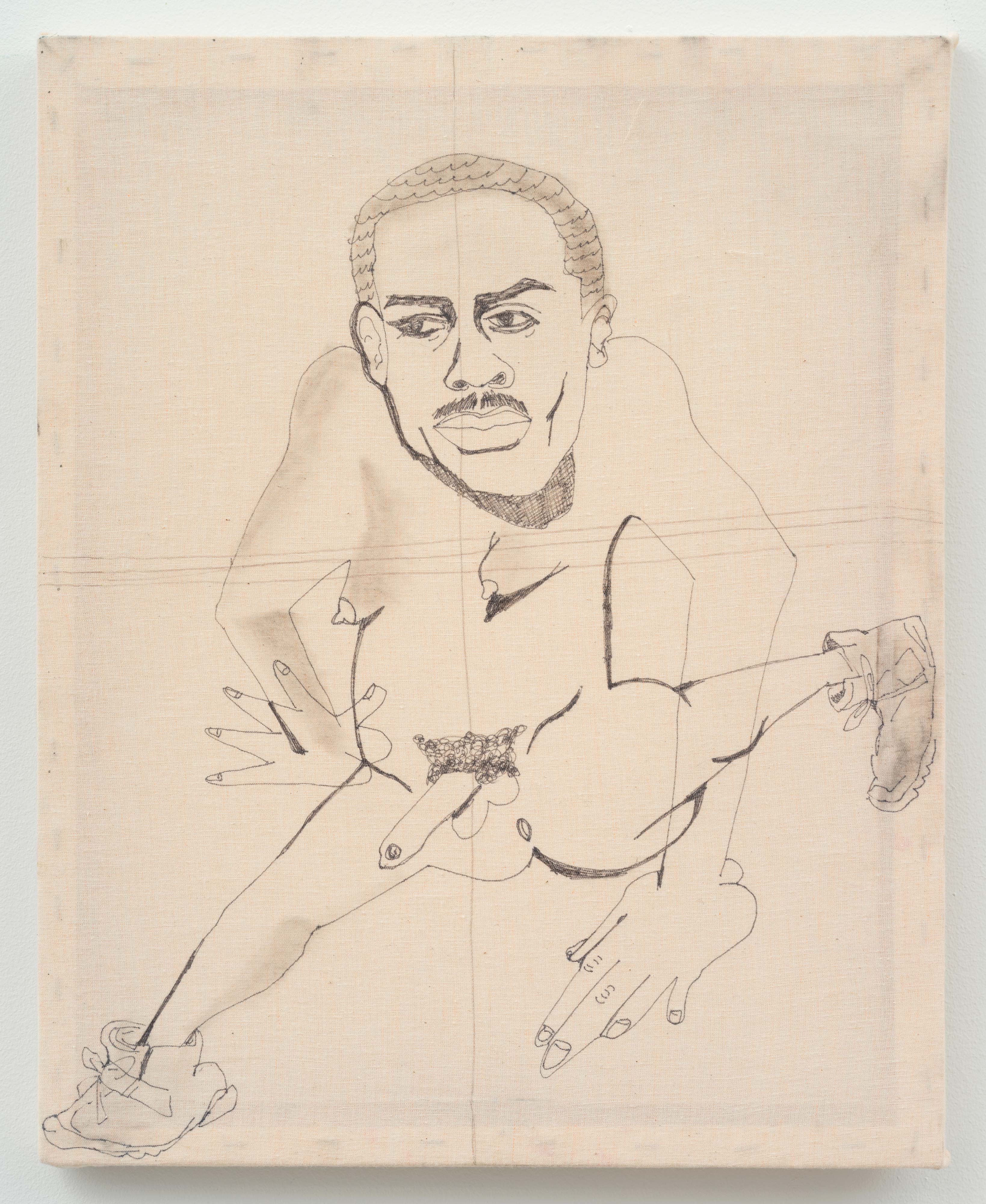 Jonathan Lyndon Chase<br>Man Running<br>2015<br>graphite on cotton<br>20 x 16 in (50.8 x 40.6 cm)