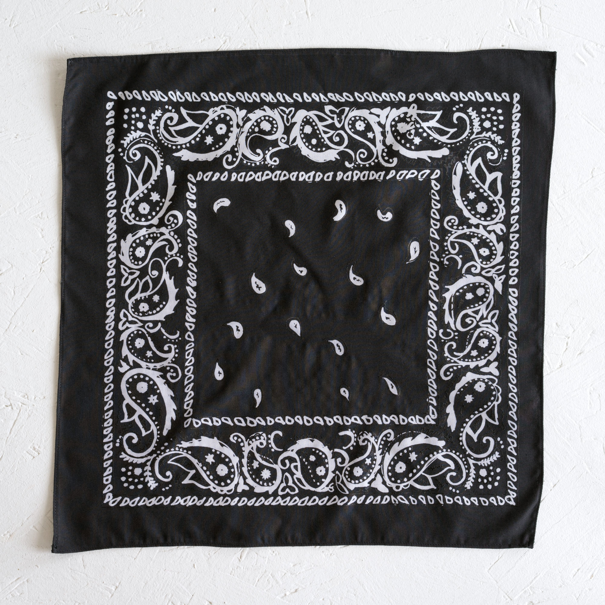Nancy Davidson, *Hanky Code* (Black), 2016, Two color silkscreen on hand cut & sewn cotton, 17 x 17 inches (43.18 x 43.18 cm)